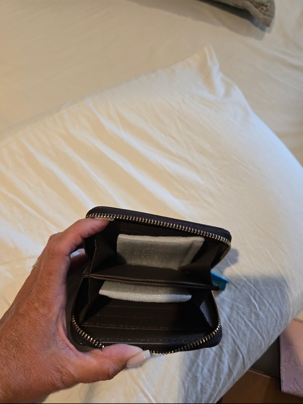 be inspired Brown Monogram Zip Card Holder with Pink Pull - Picture 2 of 3